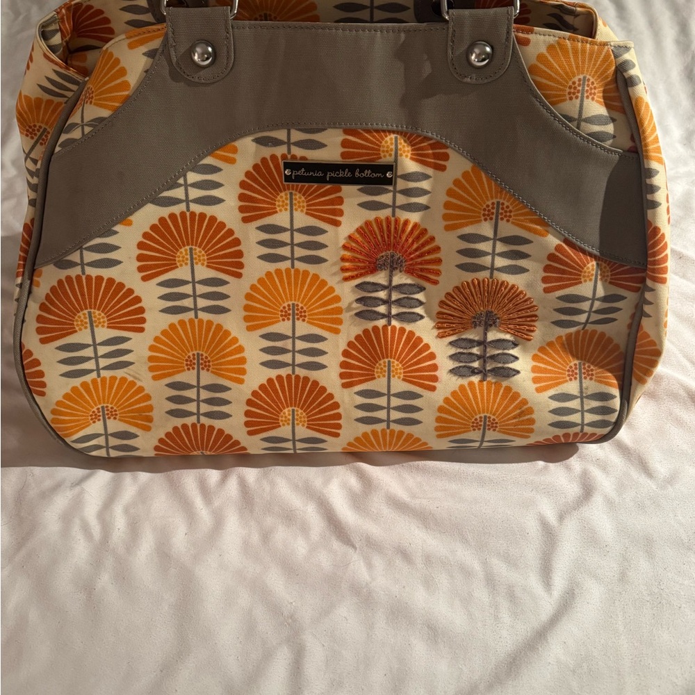 Petunia Pickle Bottom Weekender in orange and gray